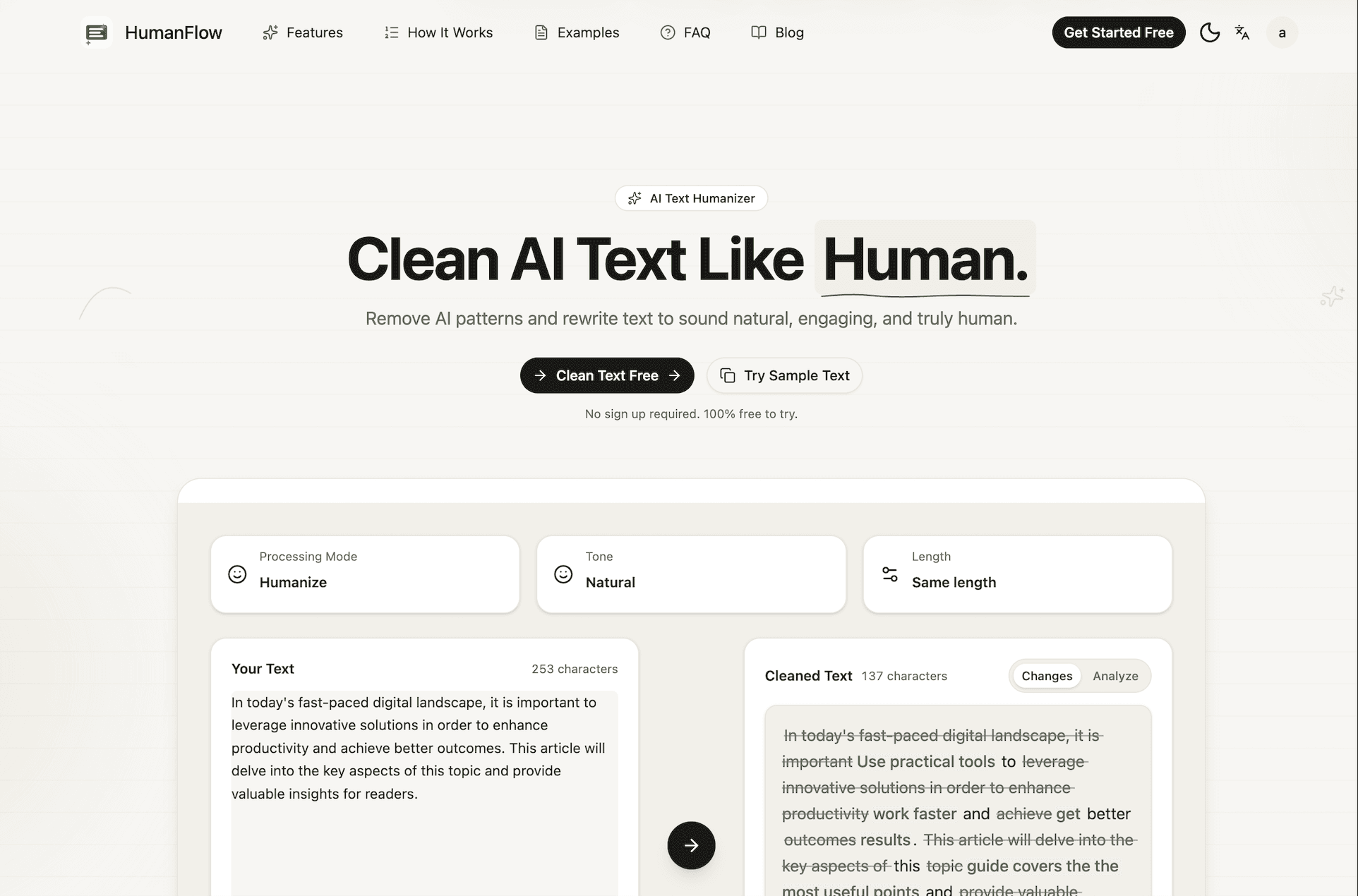 AI Text Cleaner HumanFlow