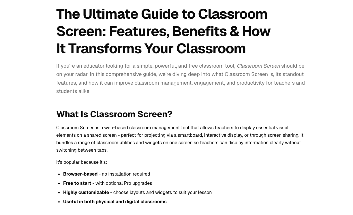 Classroom Screen
