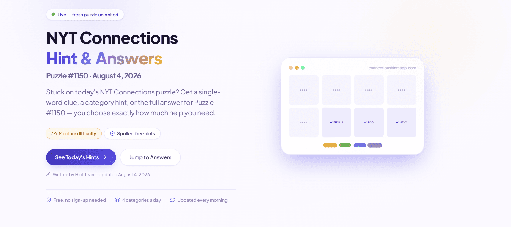 Connections Hints App