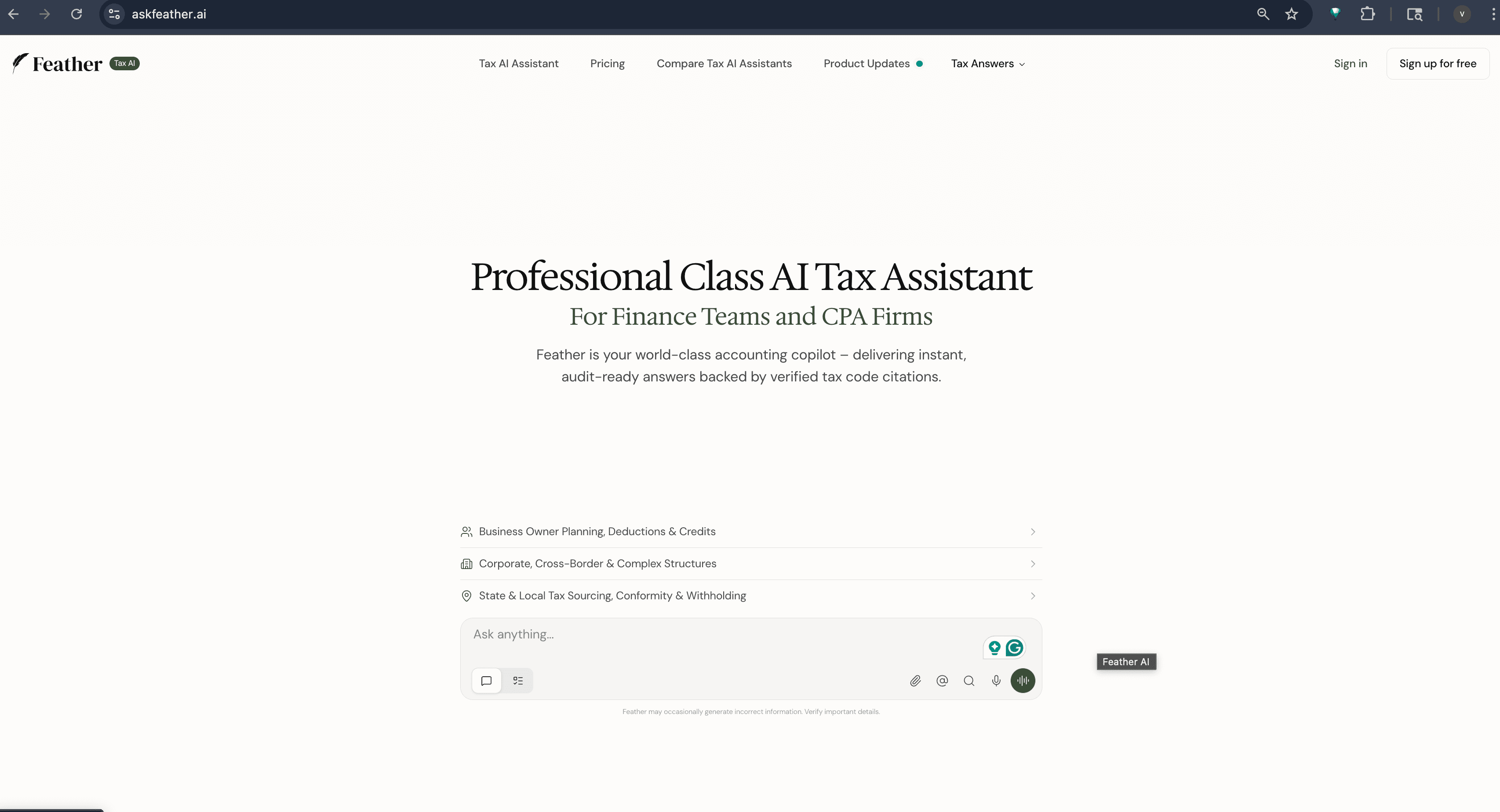 Feather AI - World-class tax research