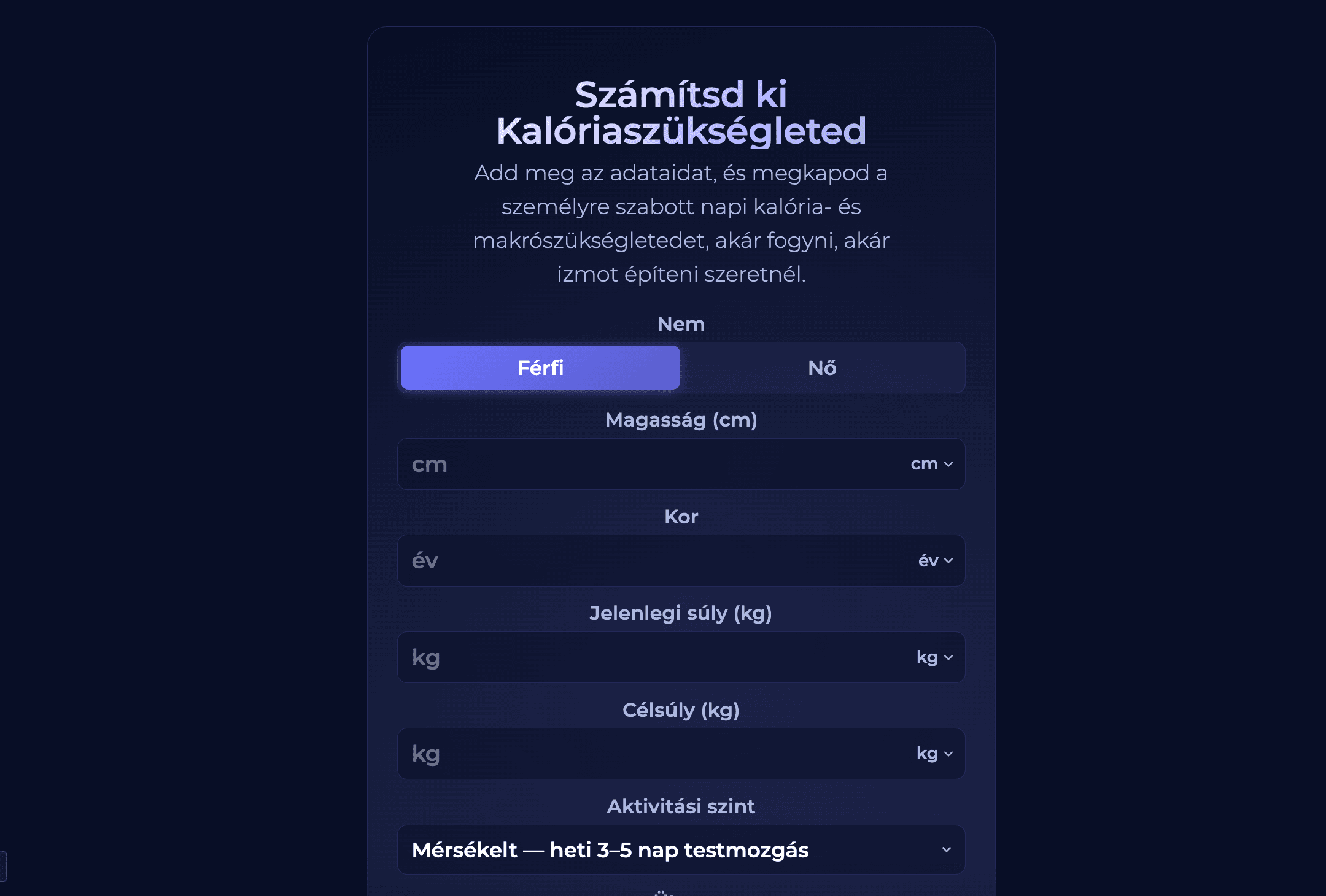 Kalóriaszámláló App