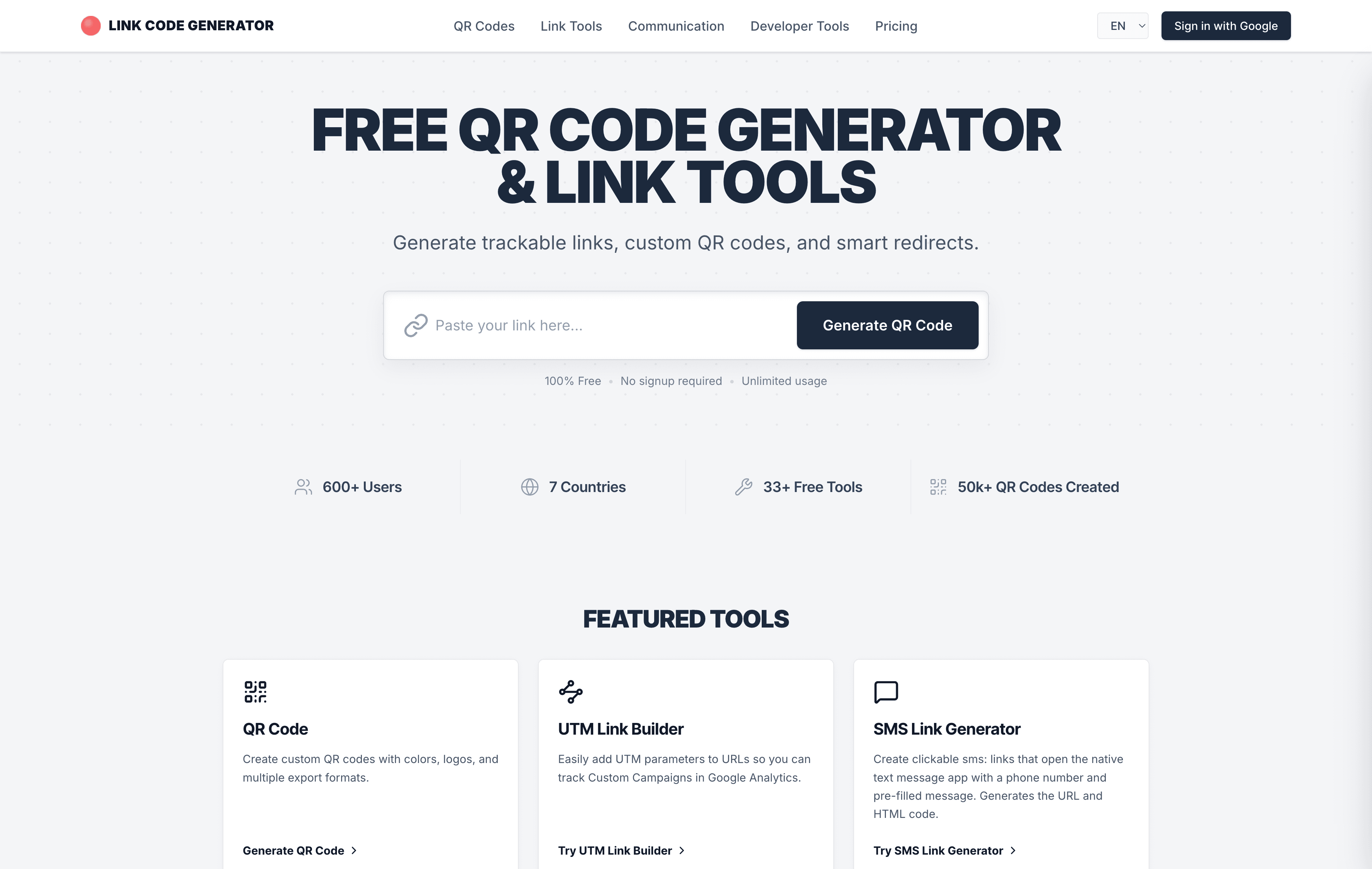Link Code Generator - QR Code Generator & Link Tools