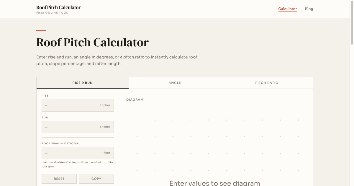 Roof Pitch Calculator