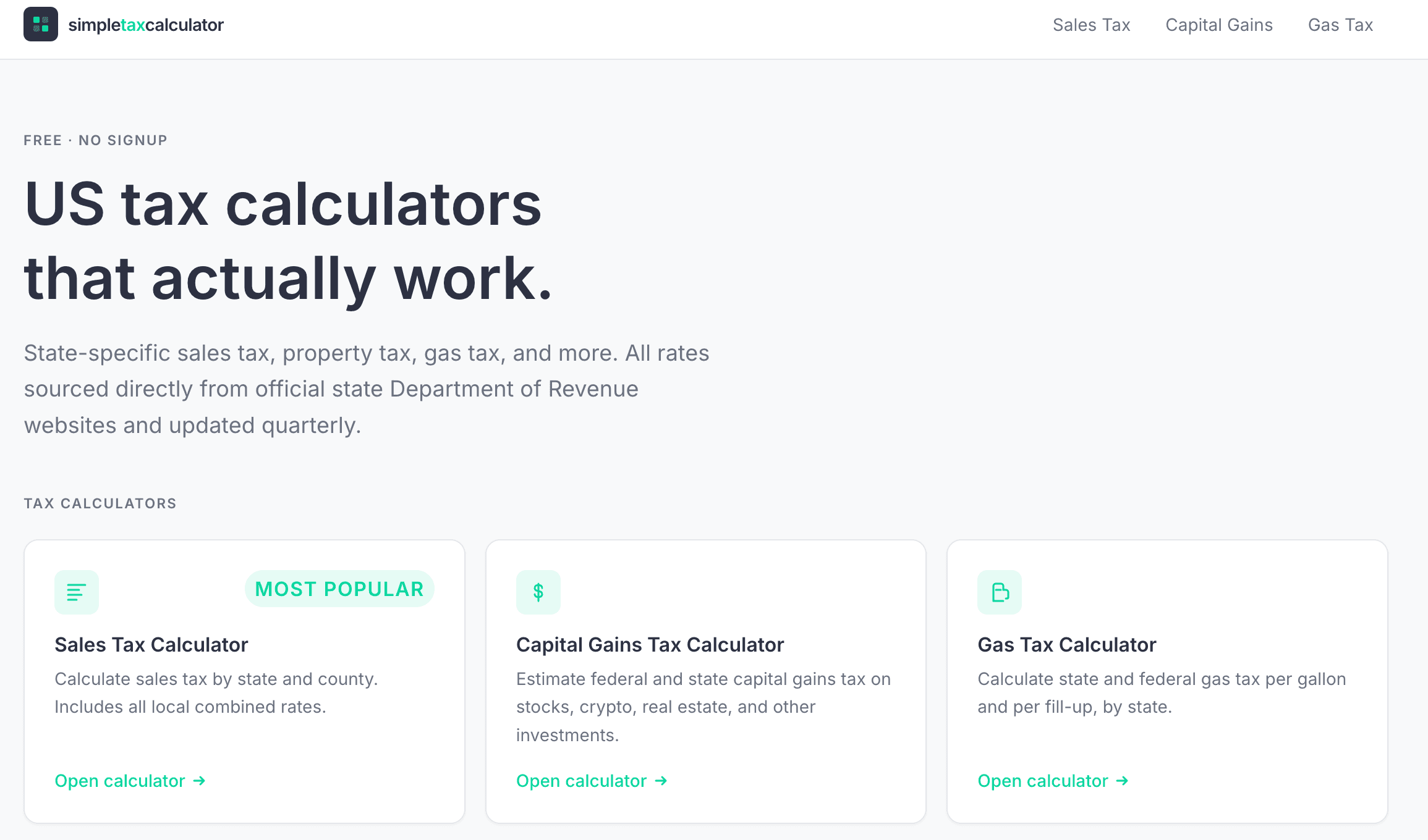 Simple Tax Calculator - US tax calculators that work