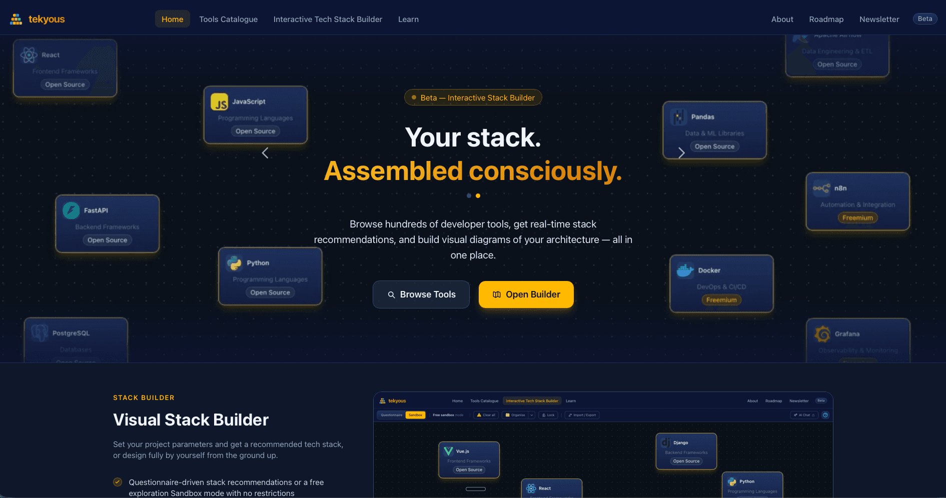 Tekyous - Build your tech stack visually