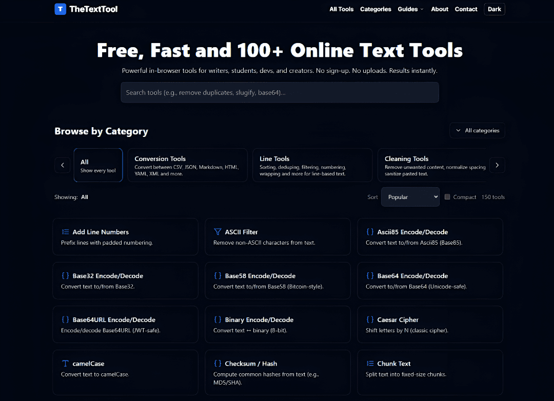 The Text Tool - Powerful in-browser text tools