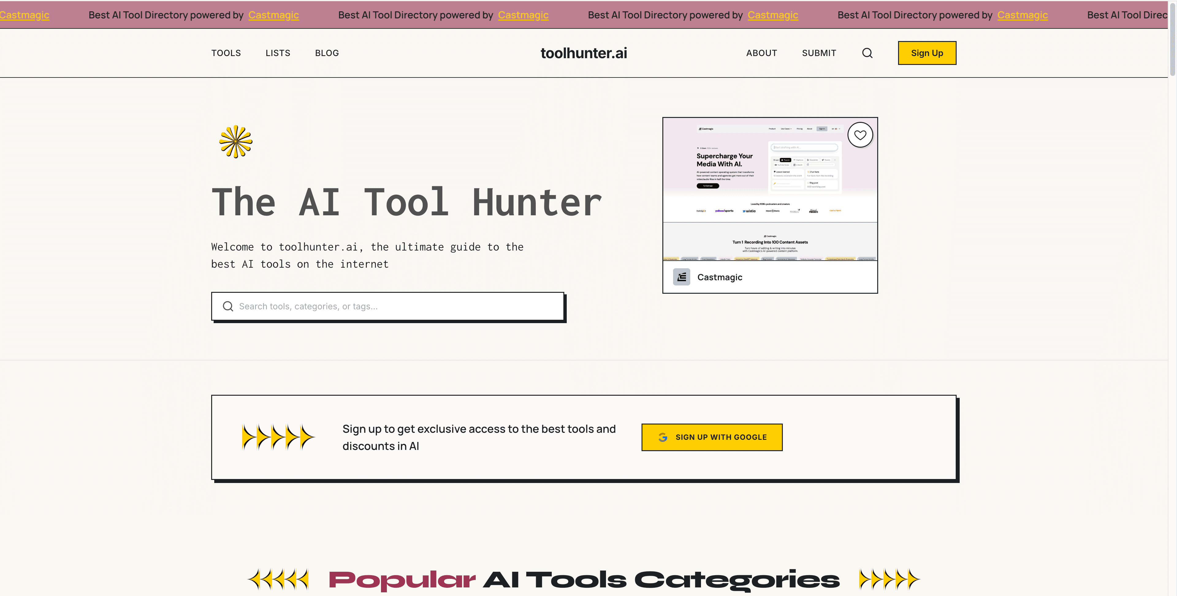 ToolHunter AI - The ultimate guide to AI Tools