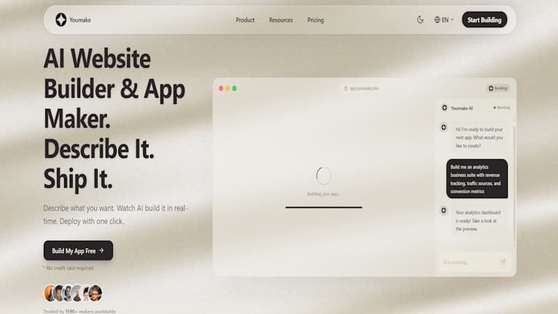 Youmake.dev - AI web app builder