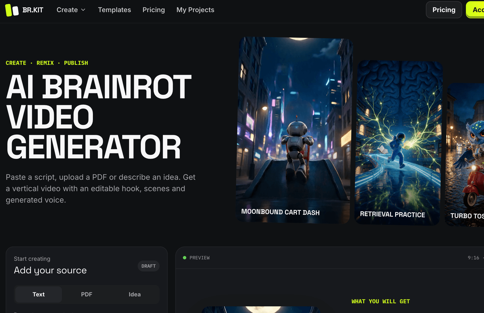 BrainrotKit - Ideas into short videos