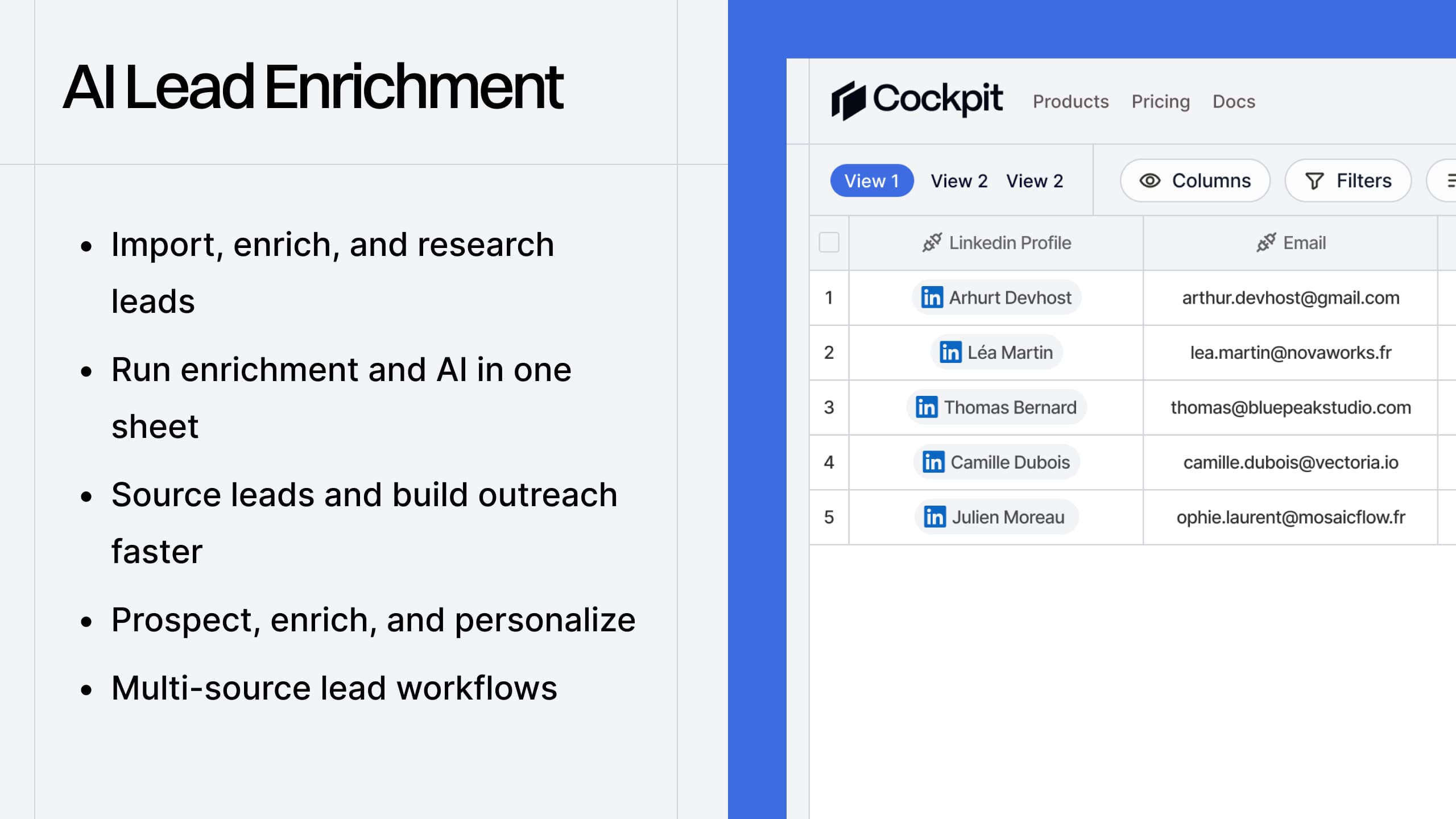 Cockpit - AI-first spreadsheet for sales