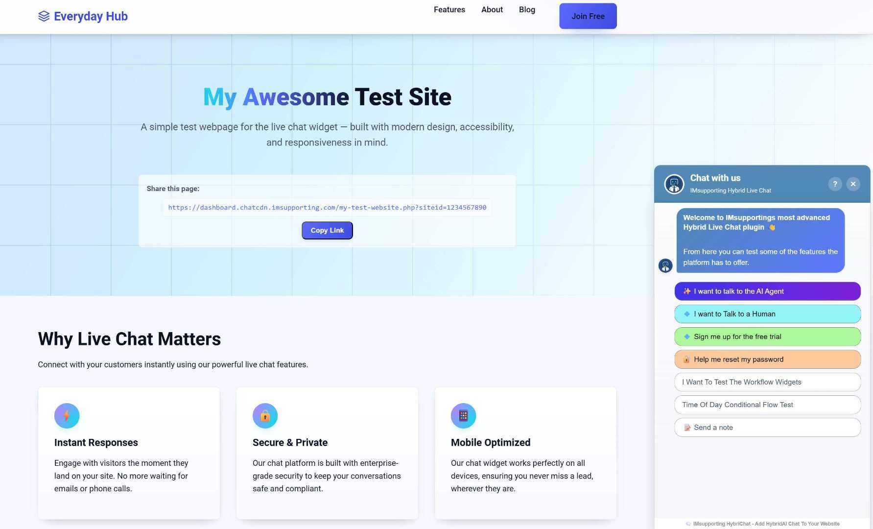 IMsupporting Hybrid Live Chat - Modern Hybrid Chat