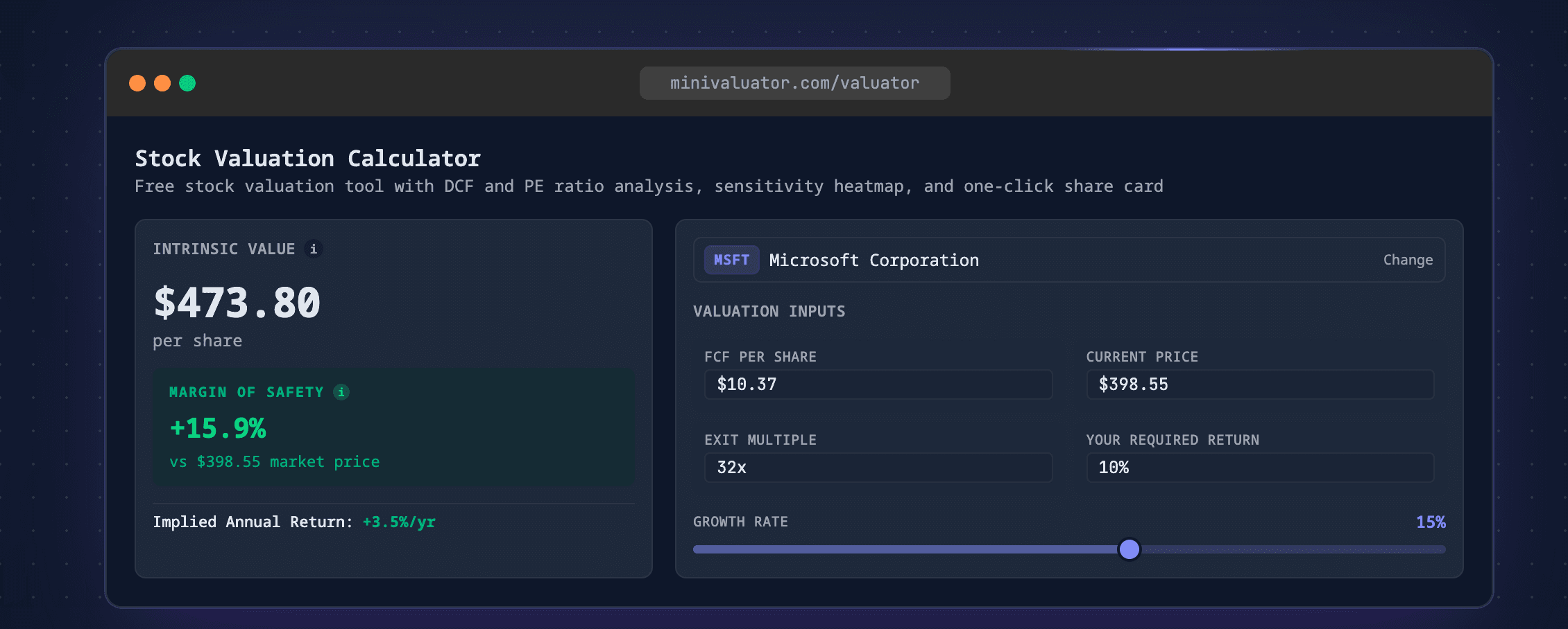 MiniValuator - AI stock valuation calculator