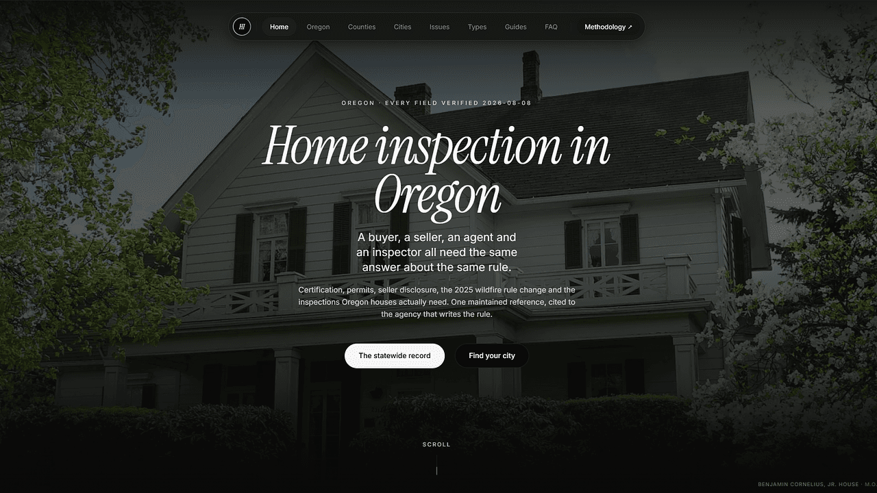 Oregon Home Inspection Guide - Oregon Inspection Rules, Cited