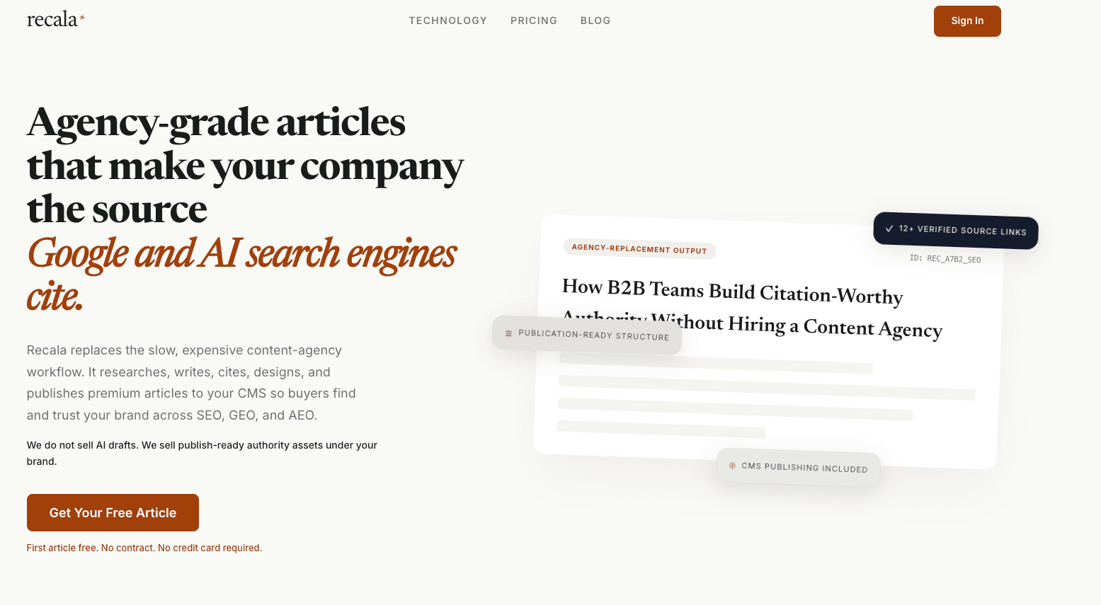 Recala - Agency-grade content