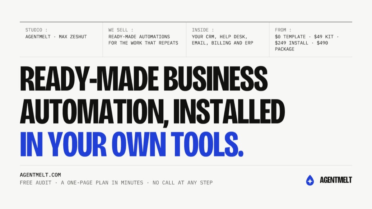 Agentmelt - Ready-made business automation, installed in your own tools.——