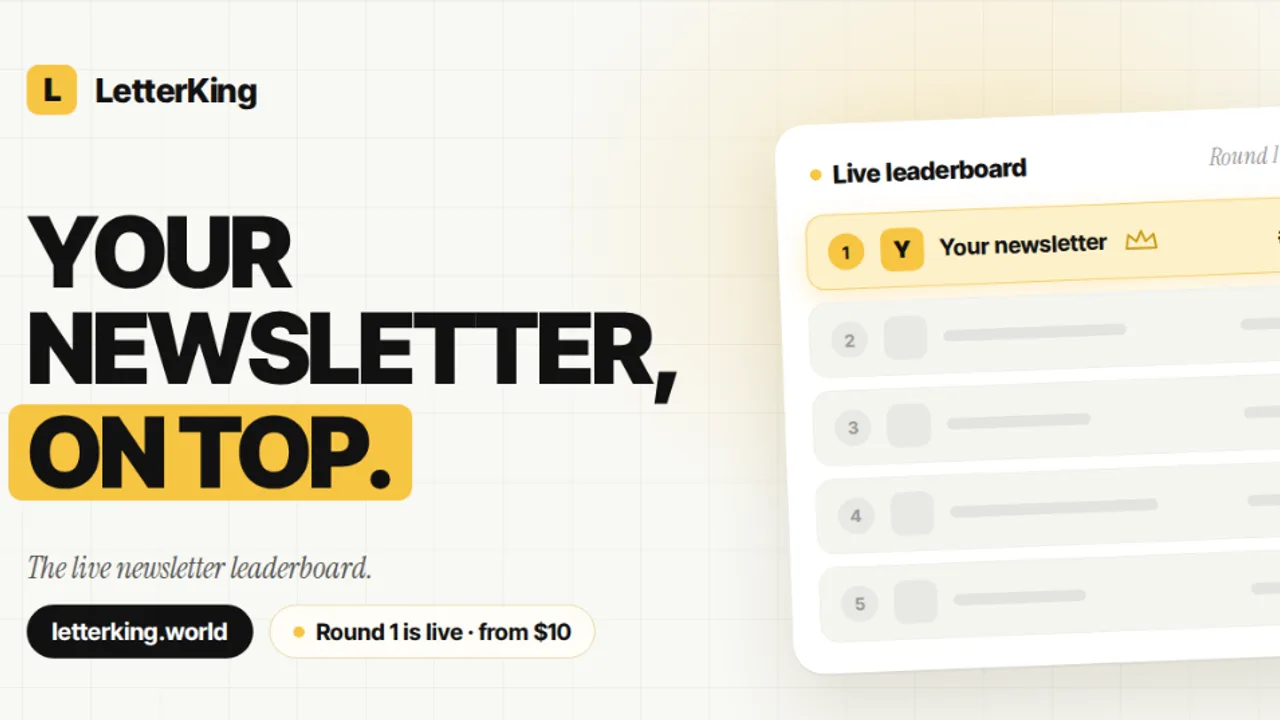 LetterKing - Compete with other newsletters for top leaderboard positions and get discovered by readers through live bidding.