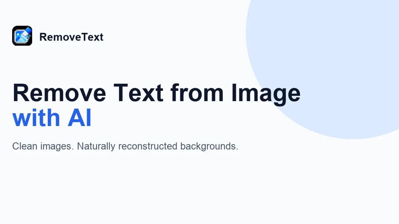 RemoveText - Remove text from images while rebuilding the hidden background using AI in just a few clicks.