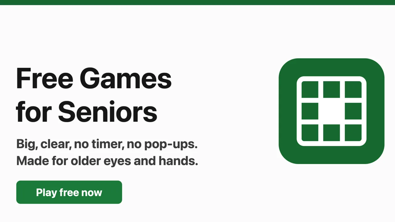 Free Games for Seniors - Play 39 free online games in your browser with large print, big buttons, and no sign-up required.