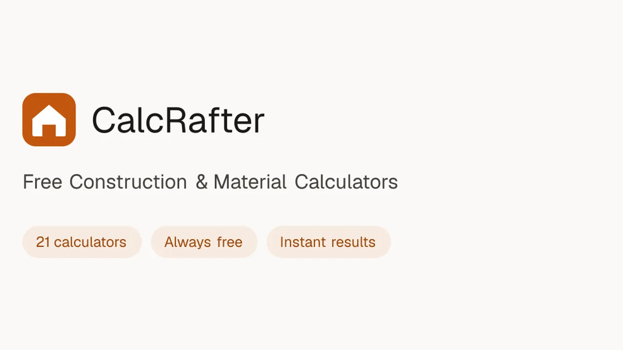 CalcRafter - Free construction calculators and monthly US material price indexes, with no sign-up.