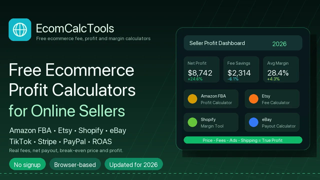 Ecom Calc Tools - Free calculators to estimate your real profit after marketplace fees, ad spend, shipping, returns, and payment costs.