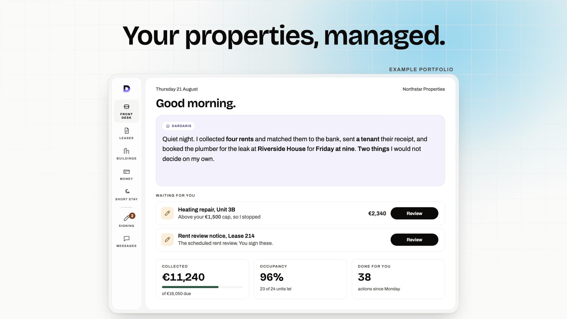 Dardaris - Dardaris is an AI property manager that handles the daily rental admin for landlords and small agencies, while you keep the decisions.