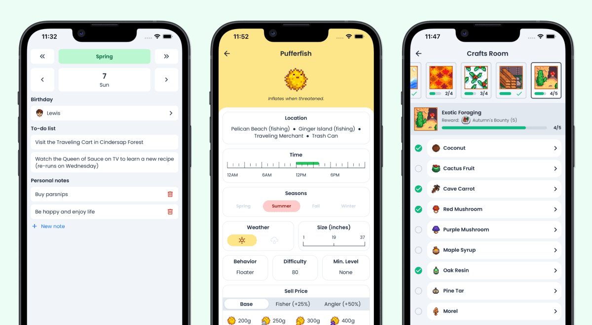 Stardew Valley Tracker - An unofficial Stardew Valley companion app for iOS and Android that tracks your calendar, villagers, bundles and collections, so you never miss a birthday or a missing item.