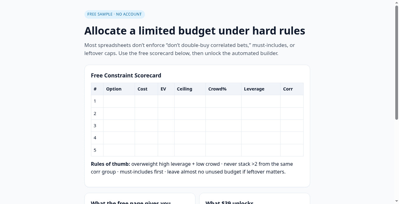 Constraint Portfolio Kit