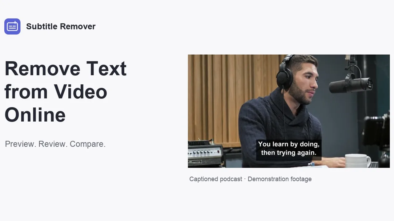 RemoveSubs - Remove burned-in subtitles, captions, and unwanted text from videos with AI without cropping the frame.