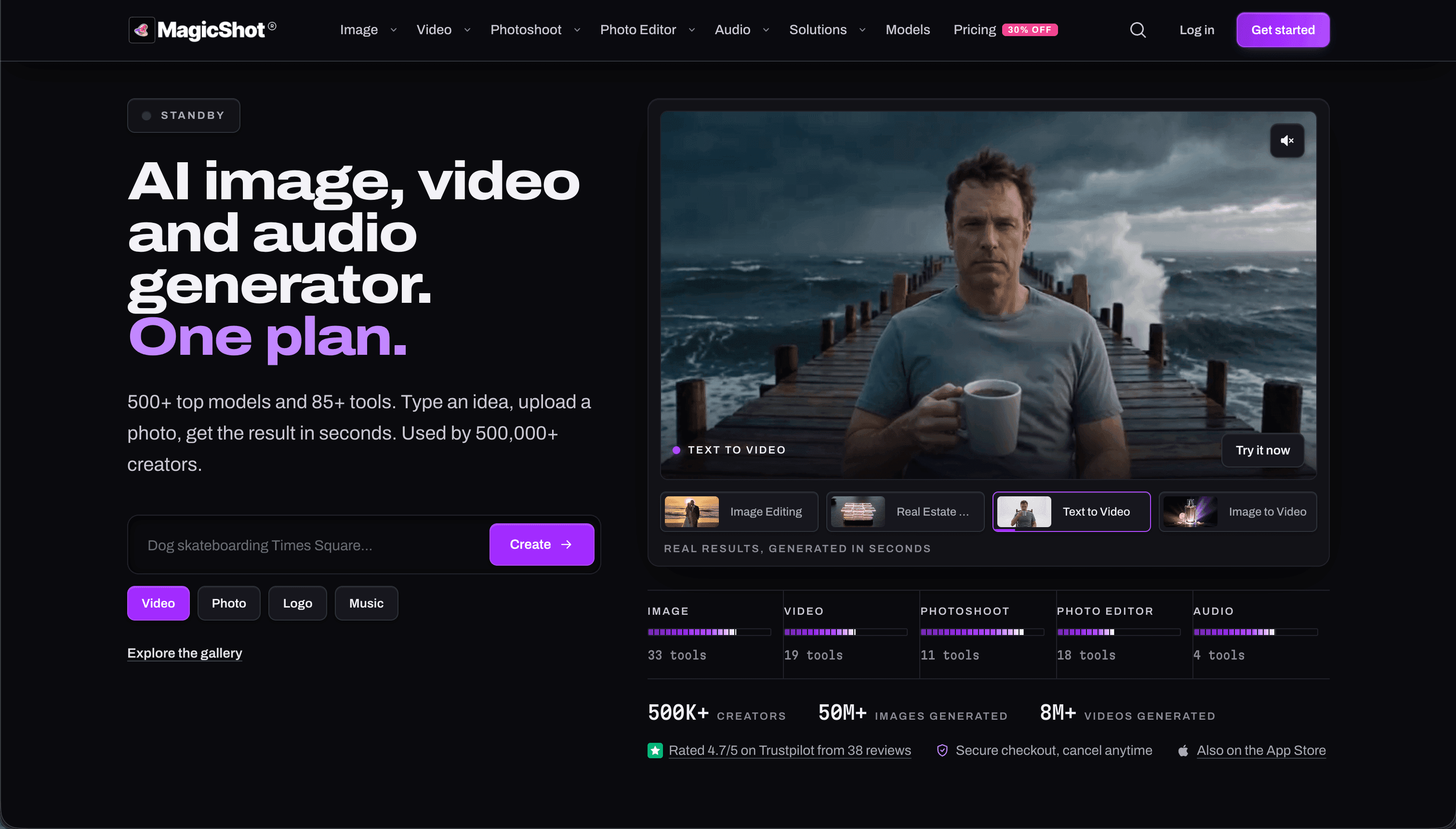MagicShot AI - One subscription for 500+ AI models and 85+ tools that create images, video and audio.