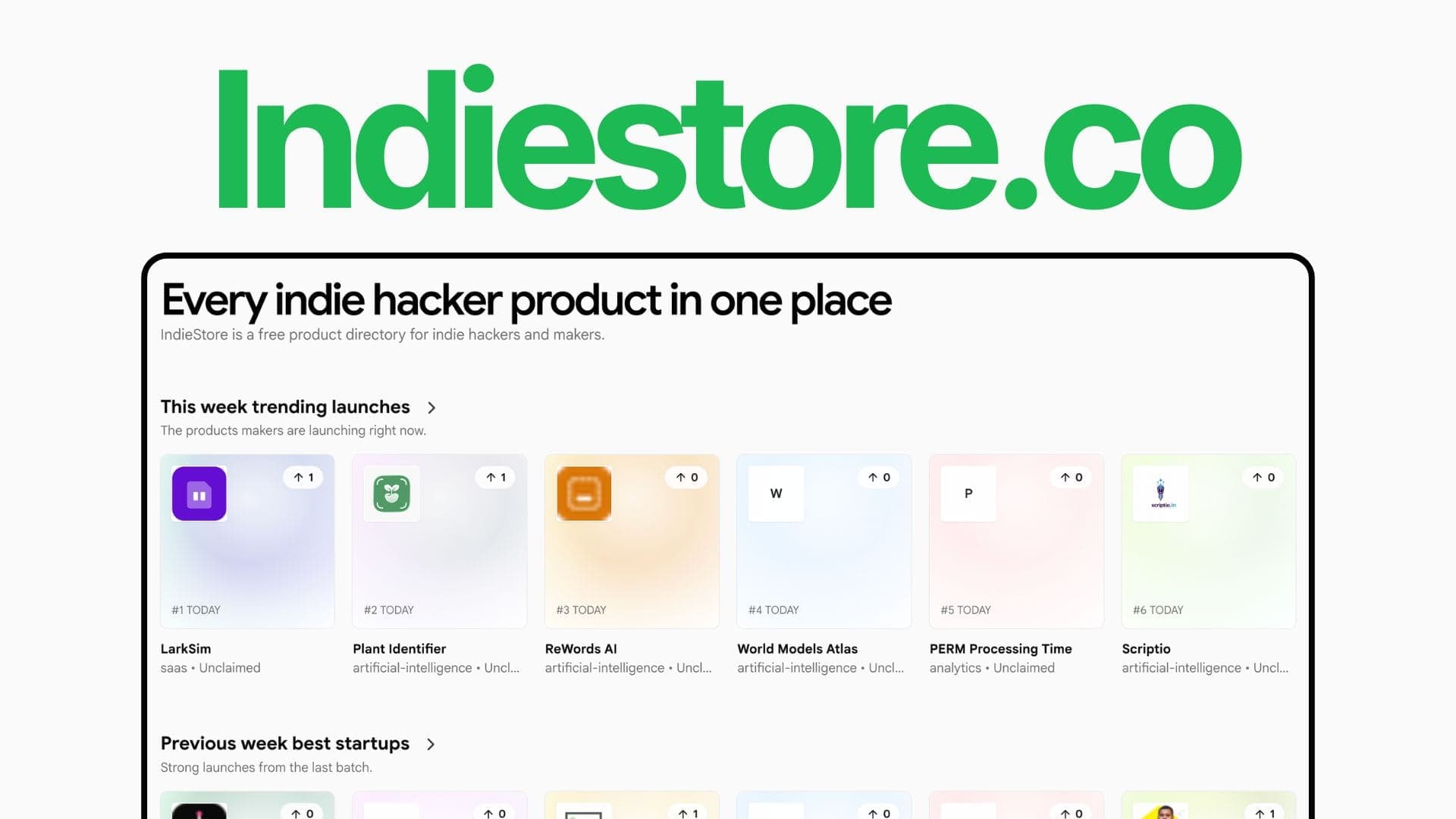 IndieStore | Launchpad for indie startups - Submit your startup once to this week's feed and meet founders, early adopters, and real feedback.