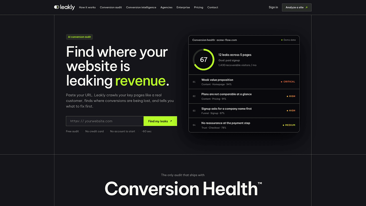 Leakly - AI Conversion Leak Detection