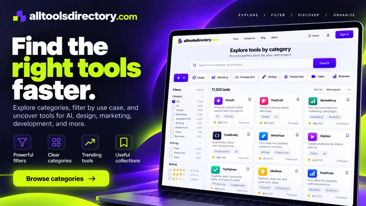 AllToolsDirectory - Browse 14,800+ curated developer and designer tools with comparison features and daily updates.
