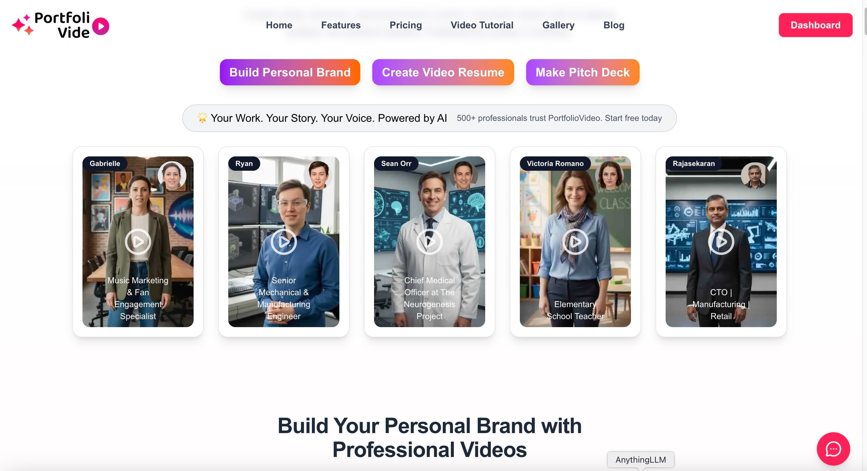Portfolio Video Maker - Turn your resume, slides, or LinkedIn profile into a polished AI portfolio video with talking avatars and voice-over in minutes.
