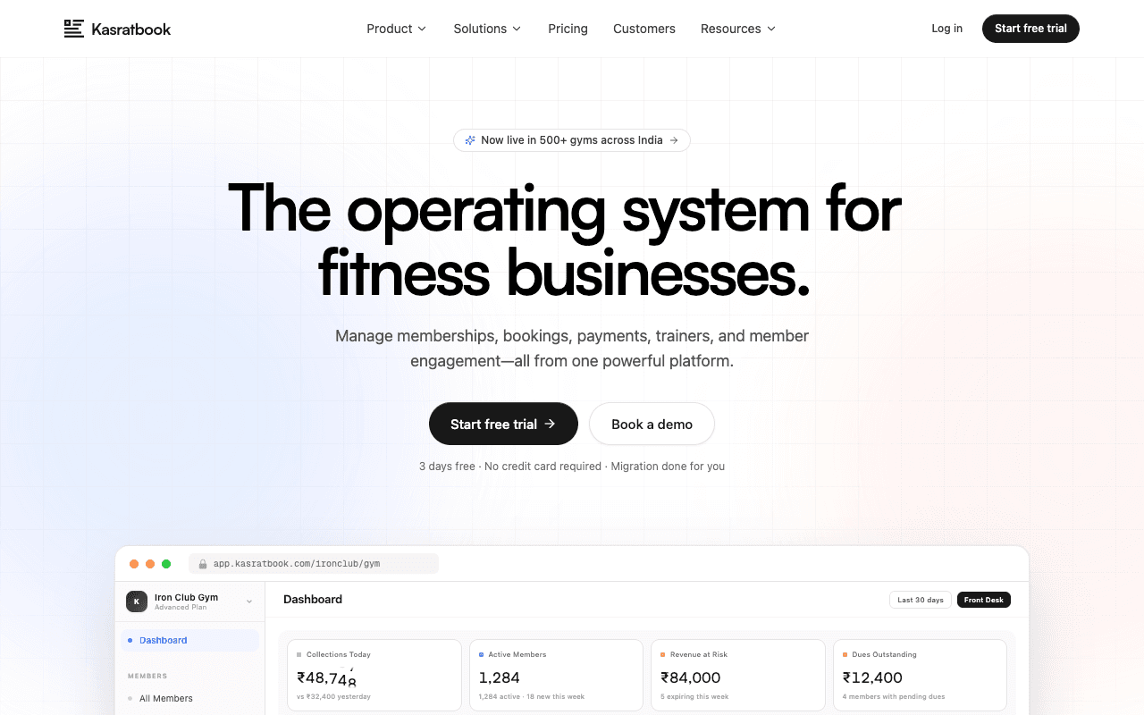 Kasratbook - All-in-one gym management software and operating system.