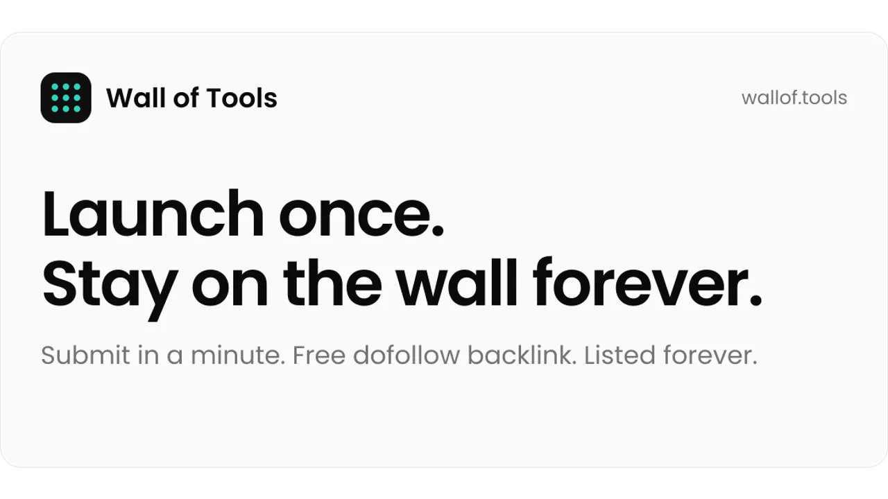 Wall of Tools - Submit your tool to get a permanent listing page and a free dofollow backlink from a real directory.