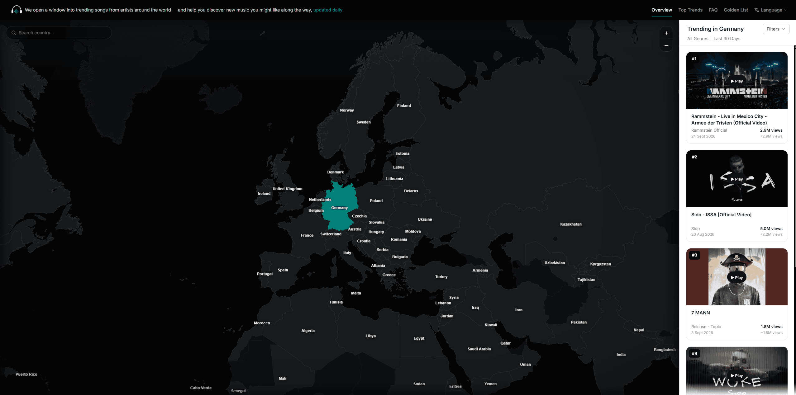 Music Road - Explore trending YouTube songs from artists across the world. See what’s trending in each country.