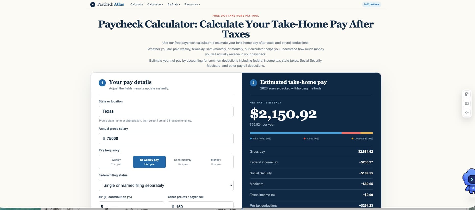 Paychecks Calculator - Free 2026 Paycheck Calculator for Estimating Take-Home Pay After Taxes