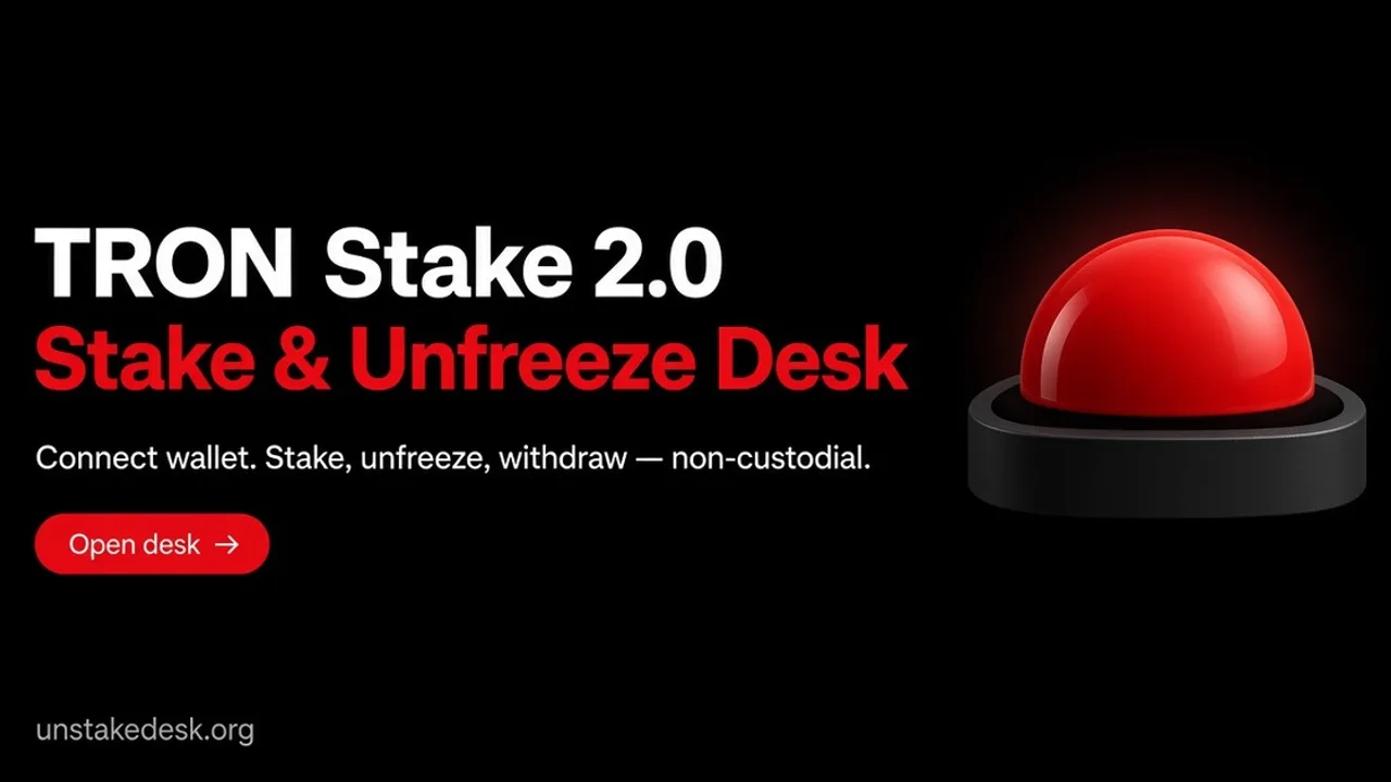 UnstakeDesk - Non-custodial interface to stake TRX for Energy or Bandwidth on TRON Stake 2.0, with live wallet status and guided unfreeze steps.