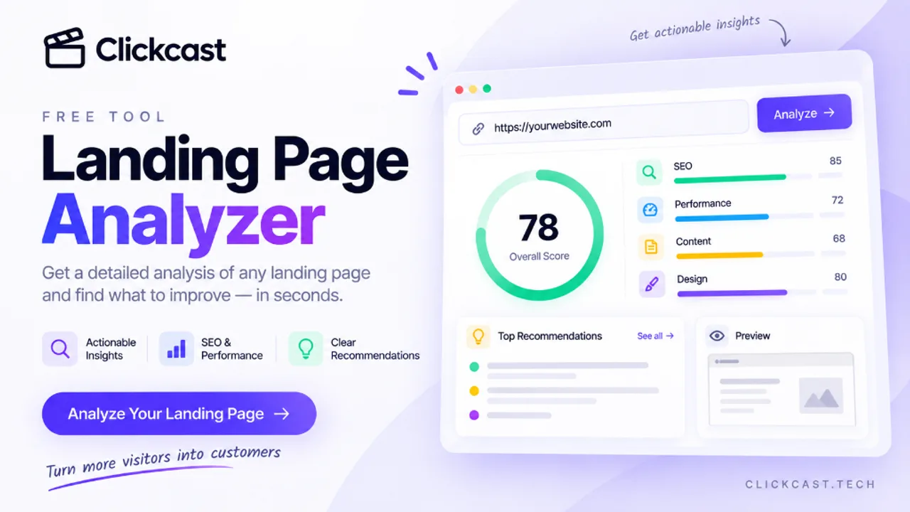 AI Landing Page Analyzer - Free AI-powered CRO audit that identifies conversion issues, trust gaps, and clarity problems on your landing page.