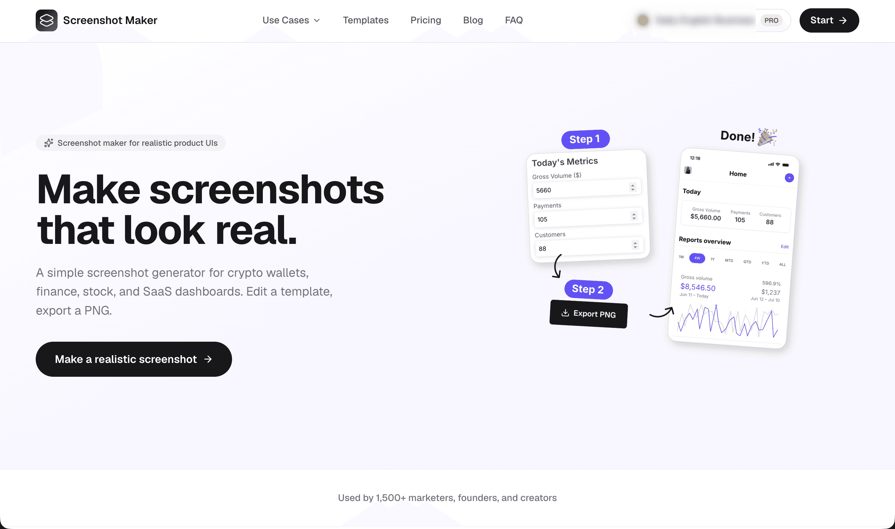 Screenshot Maker - Create realistic product UI screenshots for marketing, landing pages, and ads without design skills.
