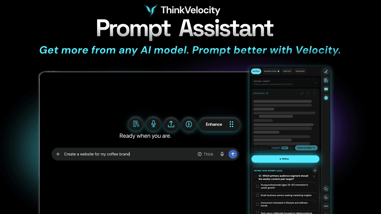 ThinkVelocity AI - Perfect prompts, 10x results