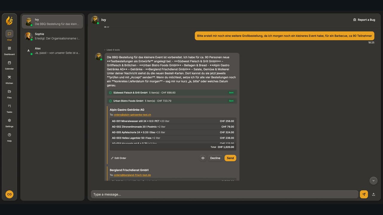 KitchenCrew - AI supplier ordering for Swiss restaurants