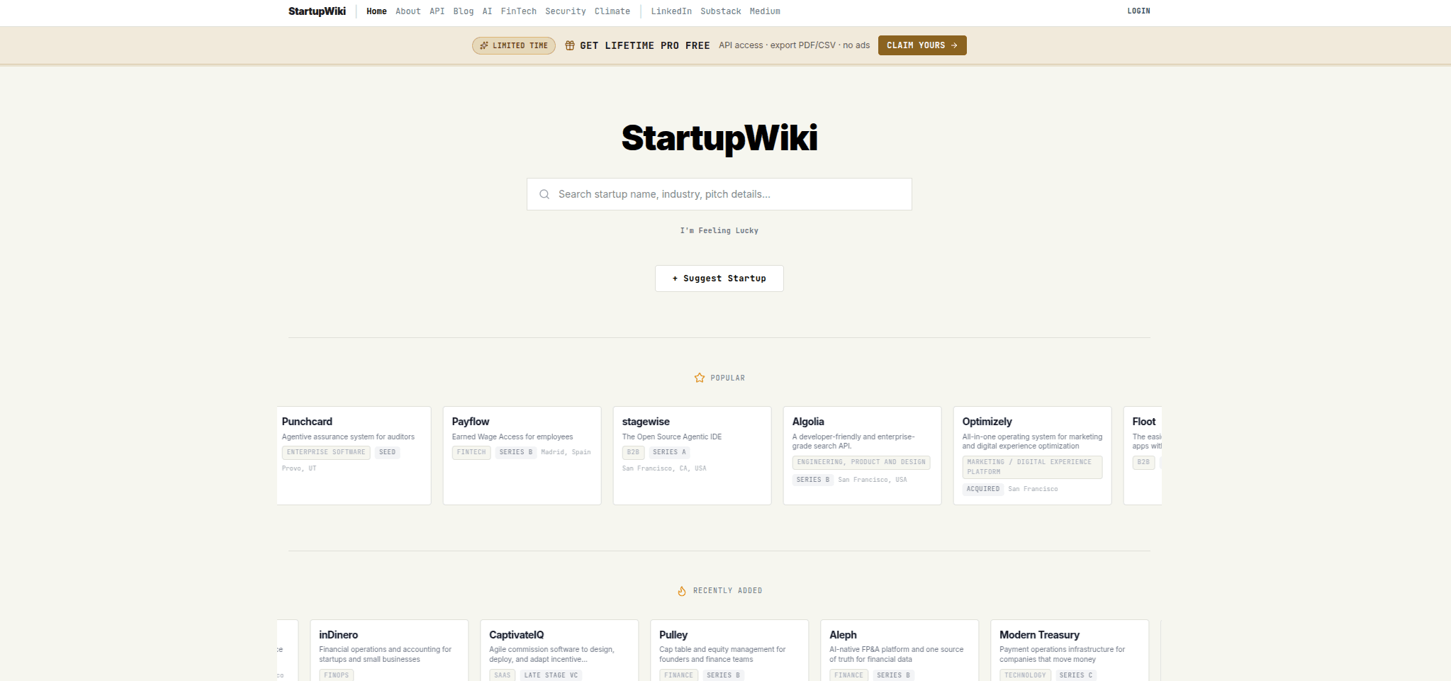 StartupWiki - Discover and research new startup products