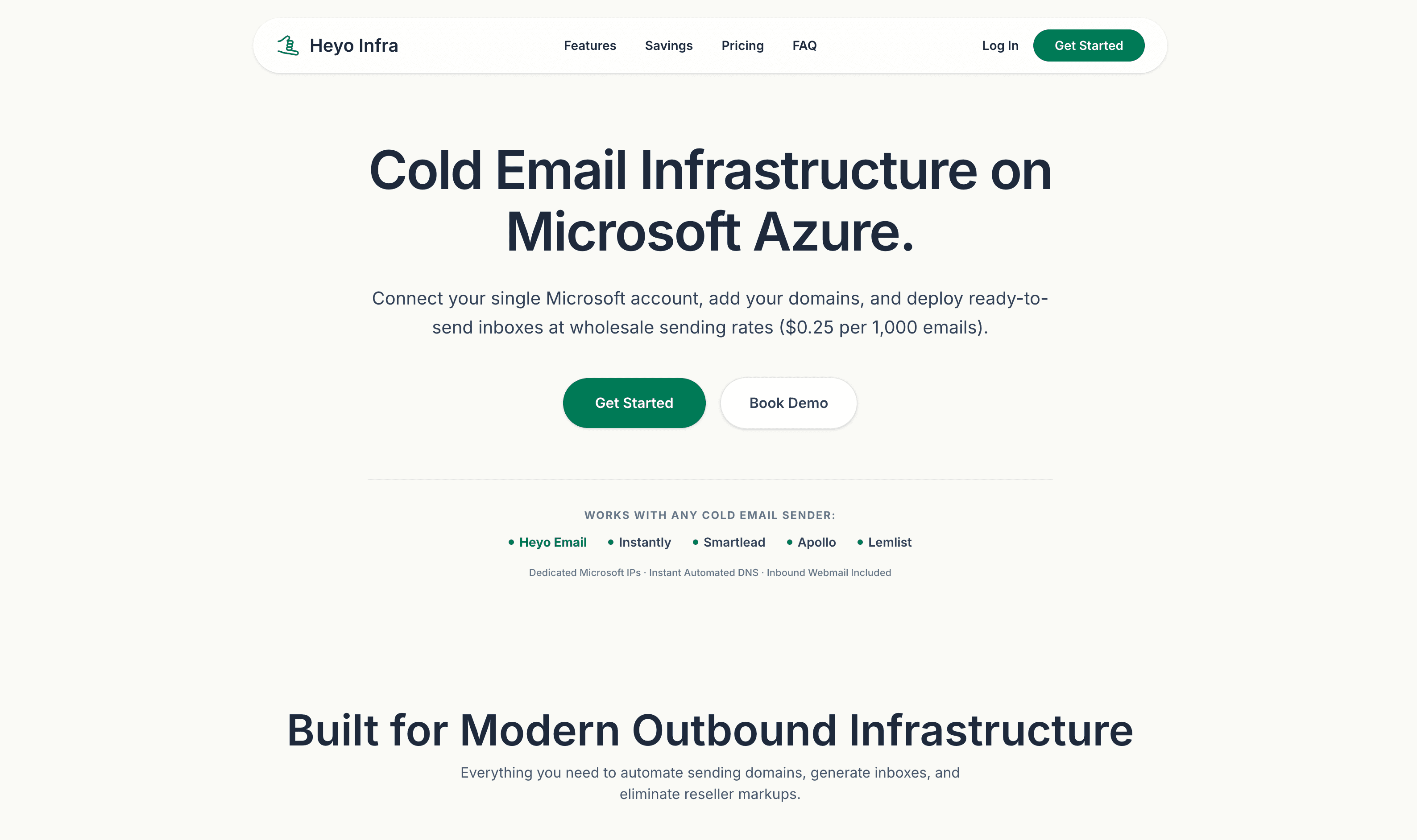 Heyo Infra - Deploy cold email inboxes on Microsoft Azure at $0.25 per 1,000 sends with automated setup and zero reseller markups.