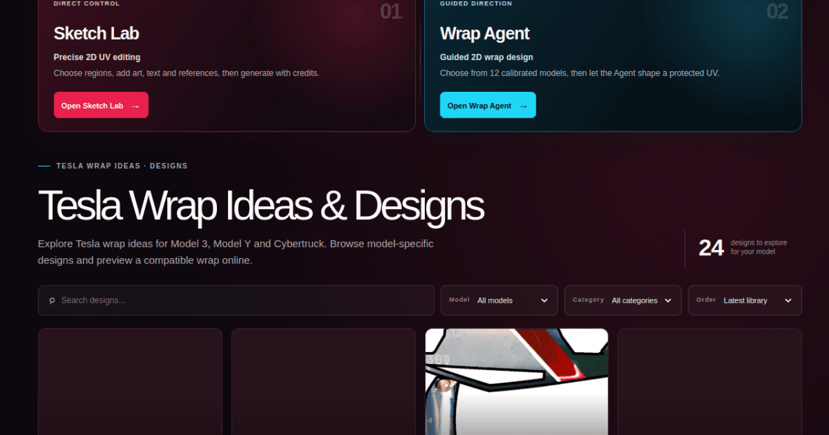 Tesla Wrap Gallery - Tesla Wrap Ideas & Online Designer