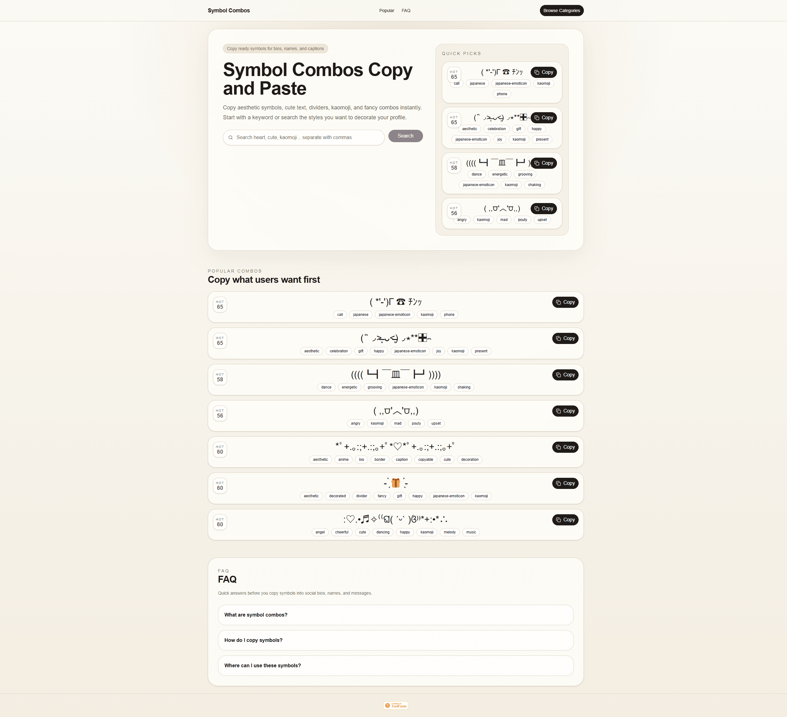 Symbol combos - Copy aesthetic symbols fast